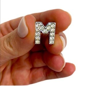 Diamond Crystal Clear Silver Novelty Letter “M” Charm for Necklace or Bracelet